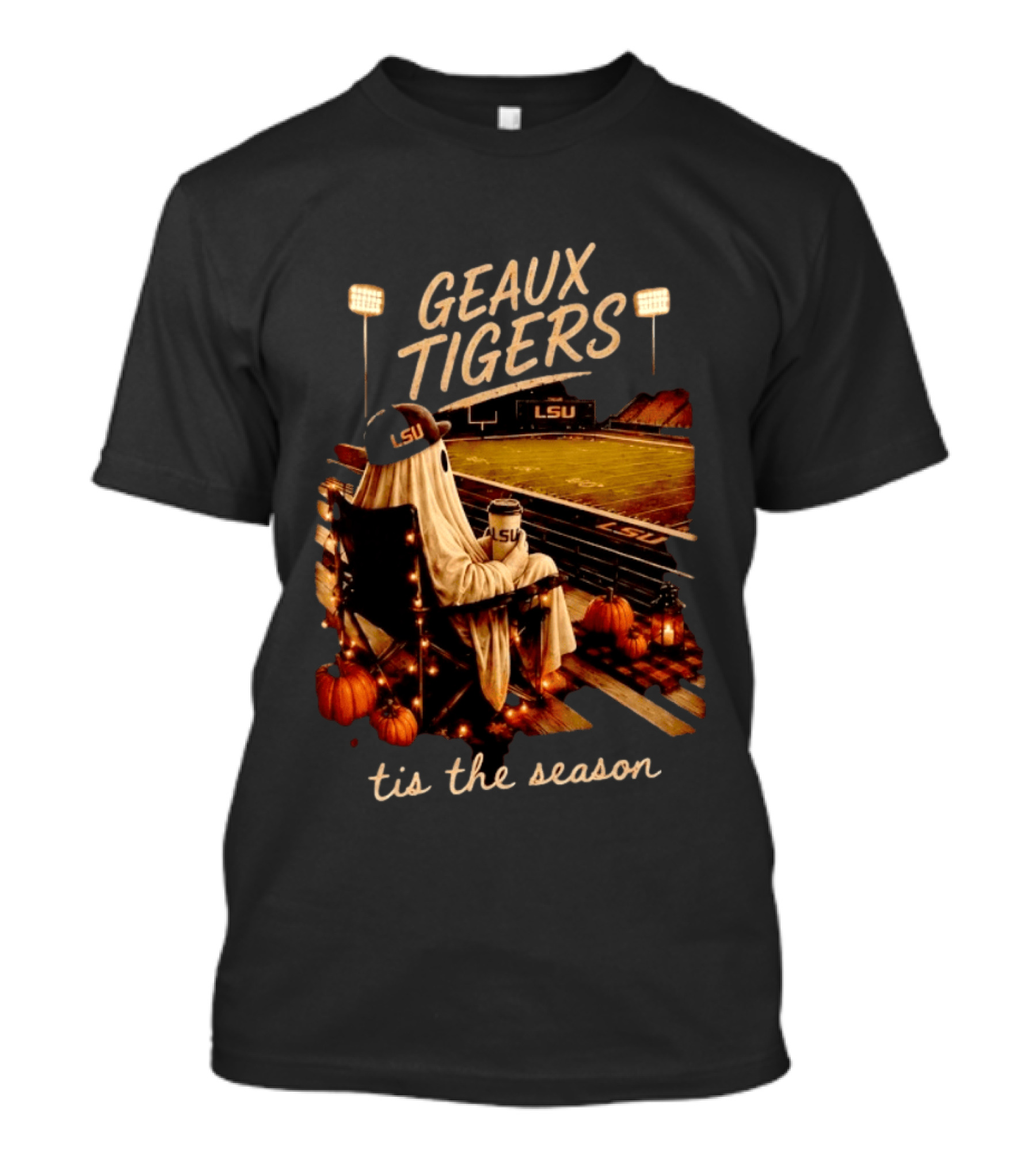 Geaux Tigers LSU Ghost Football 'Tis The Season T-Shirt