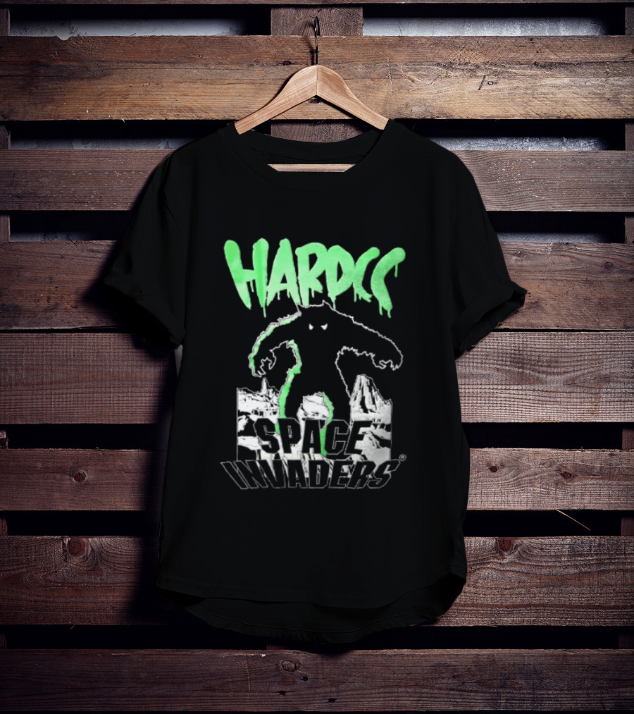 Hardcore Bigfoot Space Invaders Monster Desert Scene T-Shirt
