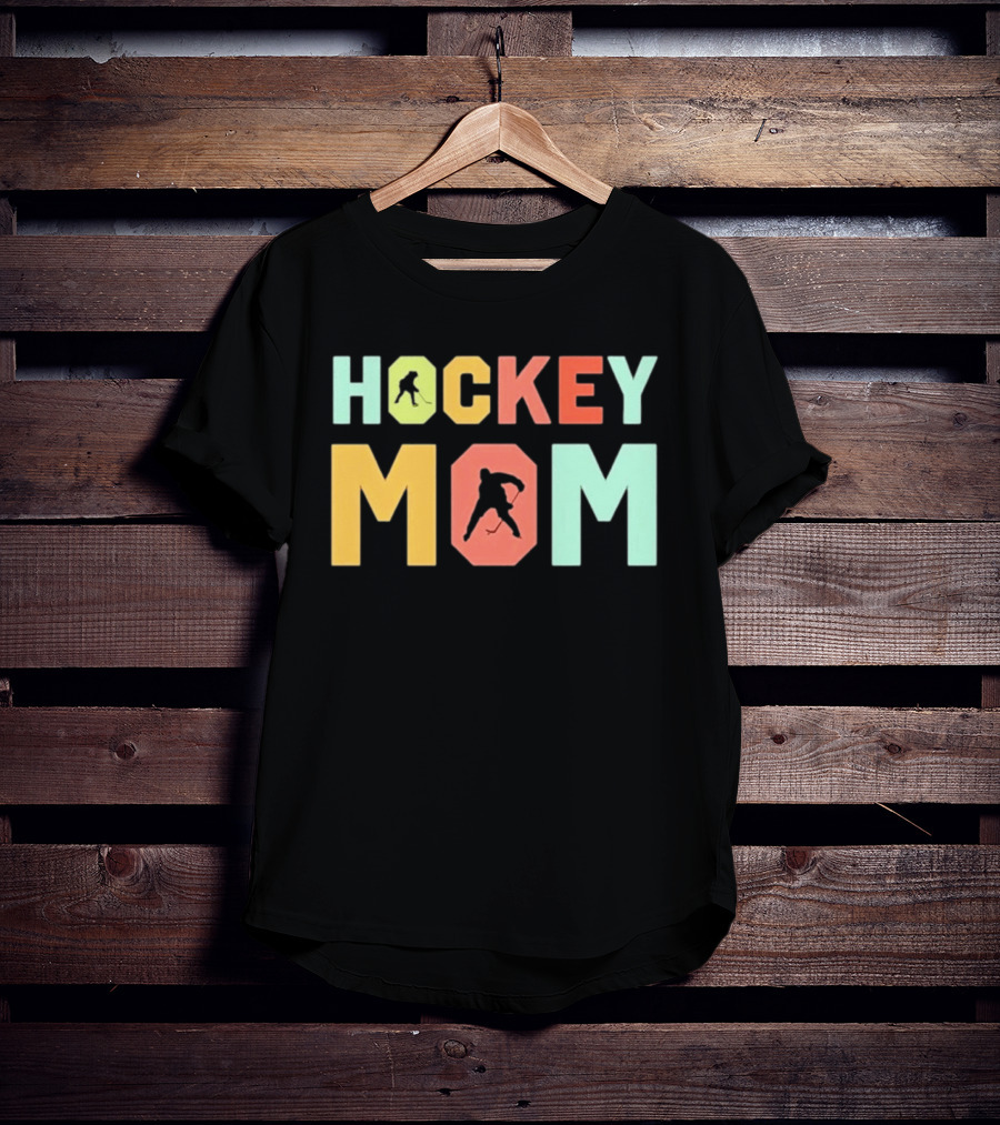 Hockey Mom Mother's Day Skating Silhouette Multicolor T-Shirt
