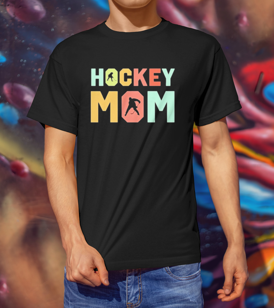Hockey Mom Mother's Day Skating Silhouette Multicolor T-Shirt