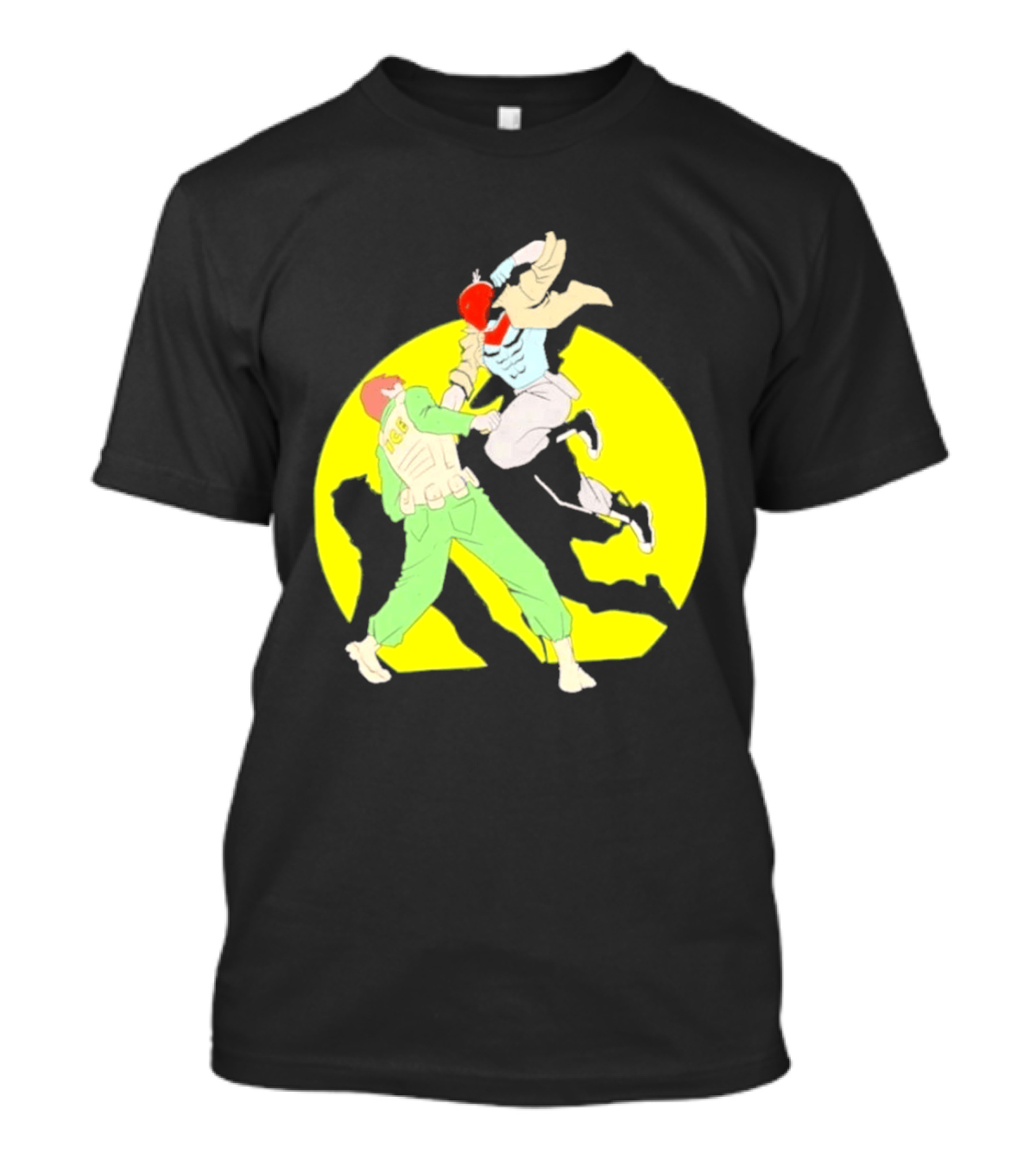 Red Hood Versus Ice Soldier Combat Action Scene T-Shirt