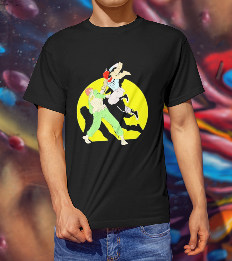 Red Hood Versus Ice Soldier Combat Action Scene T-Shirt
