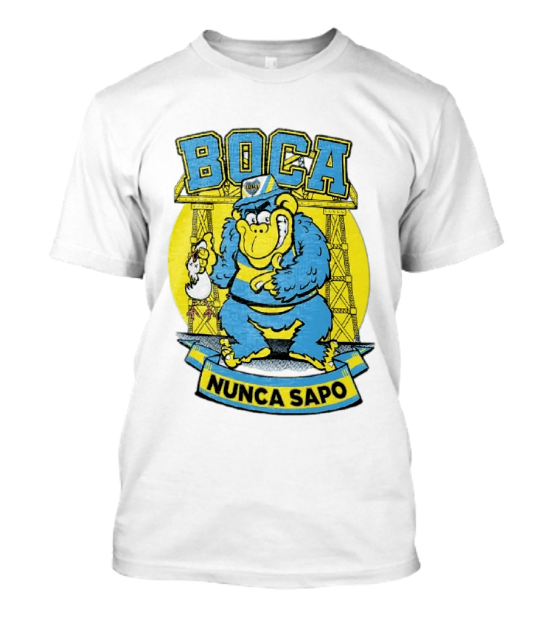 Boca Juniors Gorilla Wearing Cap Holding Chicken Boca Nunca Sapo T-Shirt