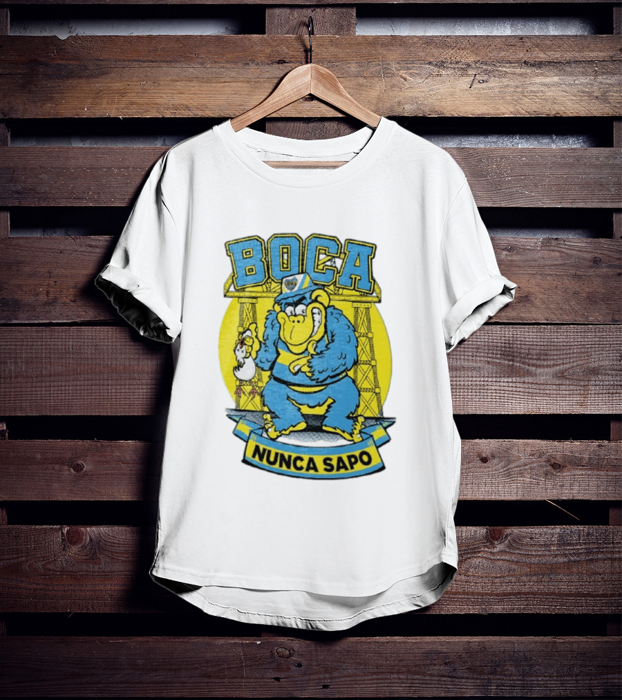 Boca Juniors Gorilla Wearing Cap Holding Chicken Boca Nunca Sapo T-Shirt