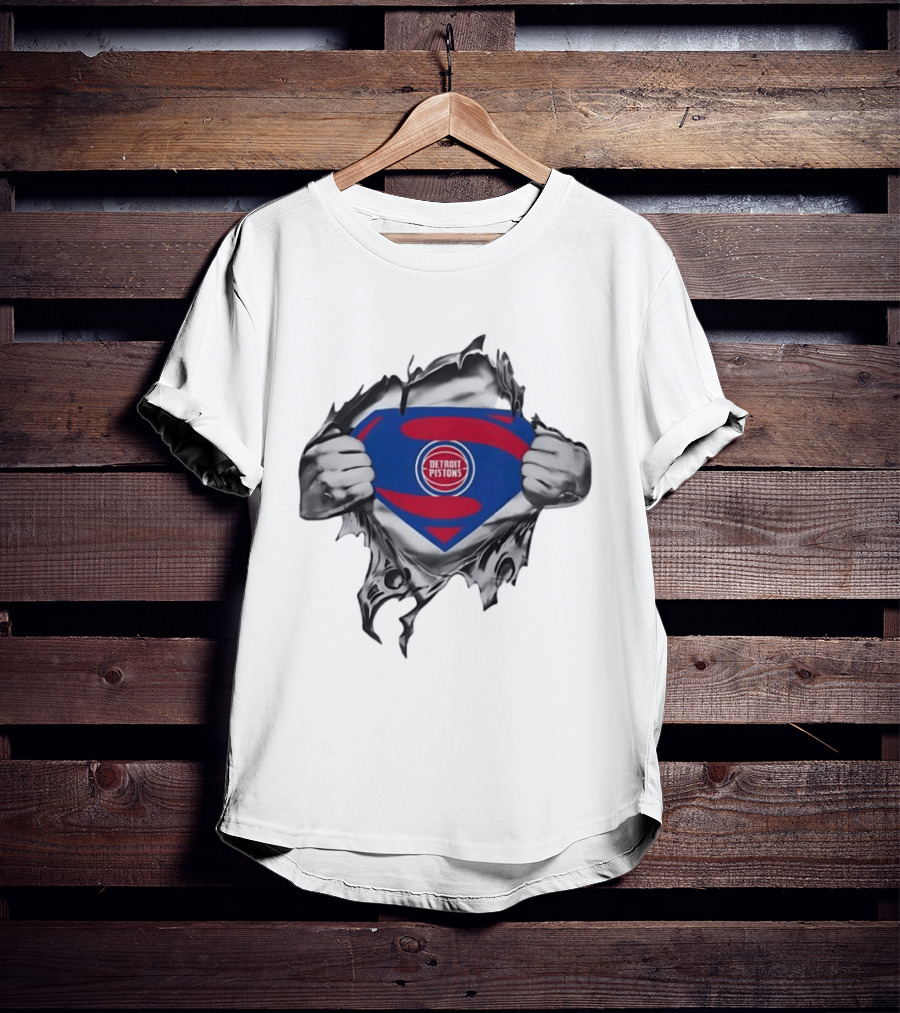 Detroit Pistons Superman Logo NBA Basketball Fan T-Shirt