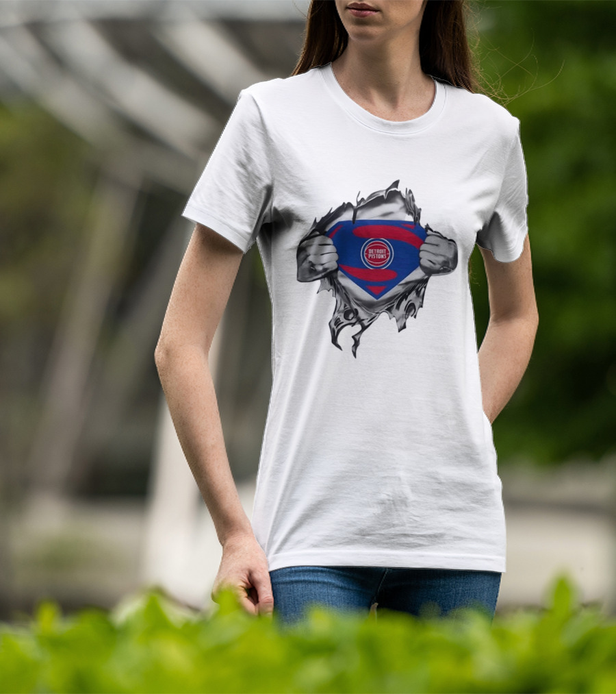 Detroit Pistons Superman Logo NBA Basketball Fan T-Shirt