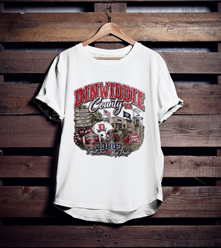 Dinwiddie County VA Generals South Side Strong 23803 Small Town Big Pride Home Grown Football Helmet Community Tradition Family T-Shirt