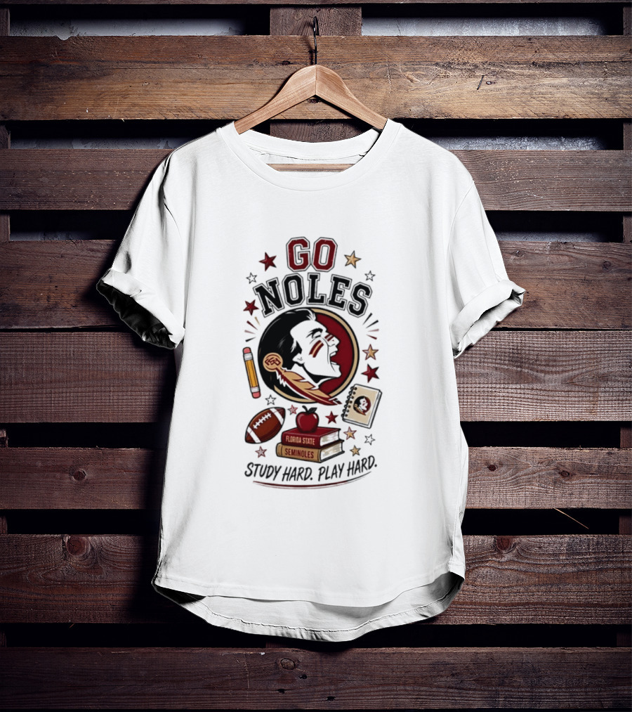 Go Noles Florida State Seminoles Study Hard Play Hard T-Shirt