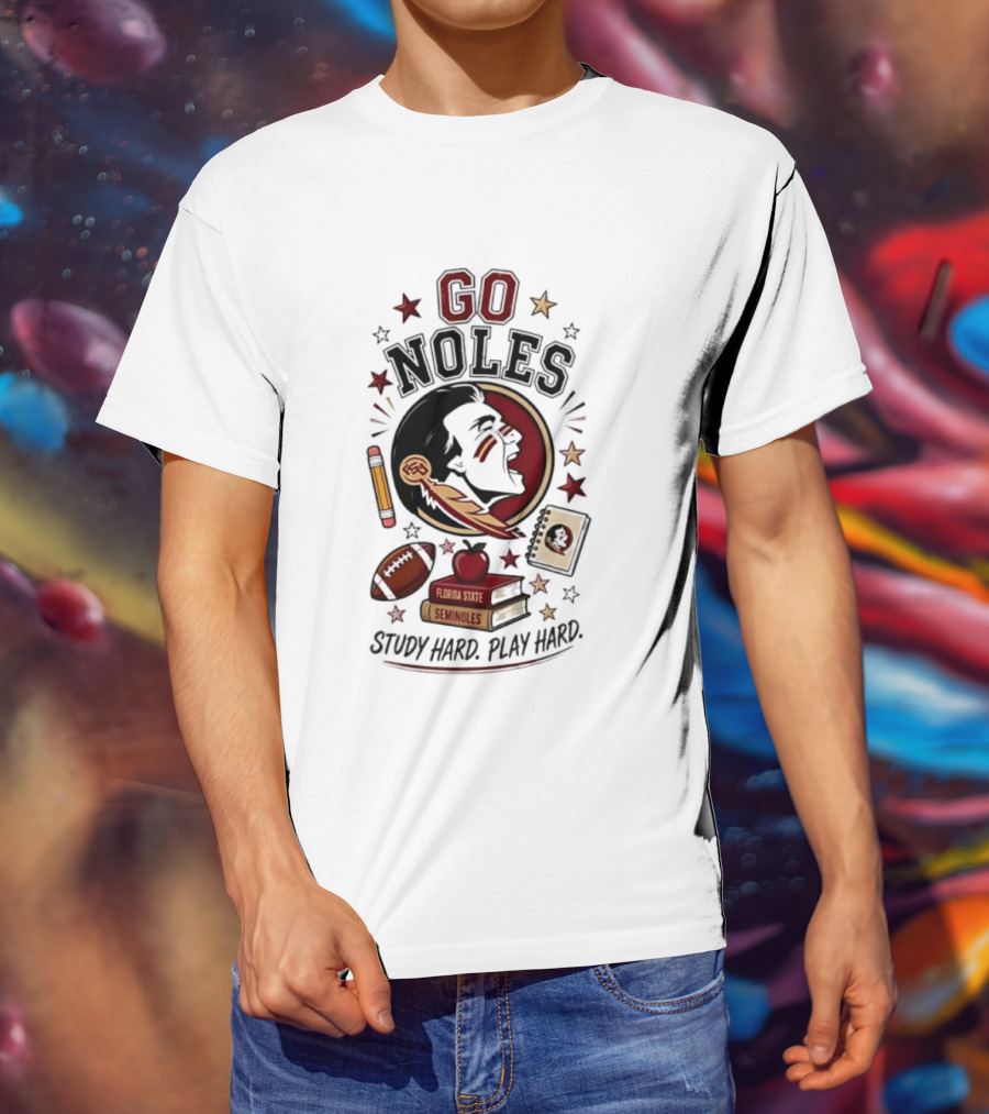 Go Noles Florida State Seminoles Study Hard Play Hard T-Shirt