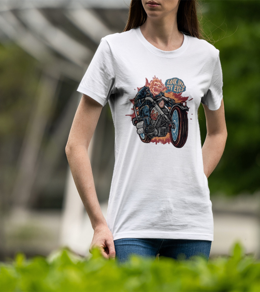 Ghost Rider Look Into My Eyes Marvel Comics Motorcycle Spirit Of Vengeance T-Shirt