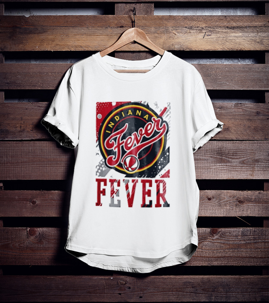 Indiana Fever WNBA Distressed Paint Splatter Basketball Logo Fever T-Shirt