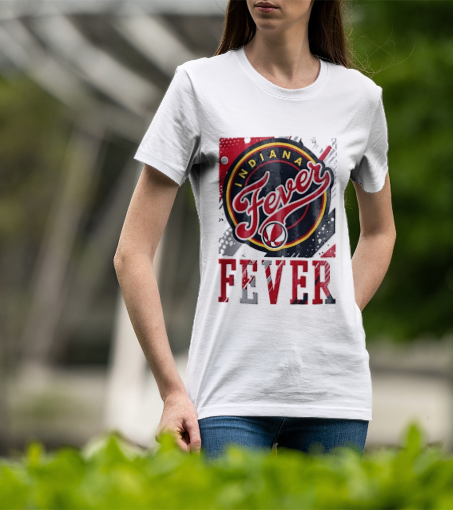 Indiana Fever WNBA Distressed Paint Splatter Basketball Logo Fever T-Shirt