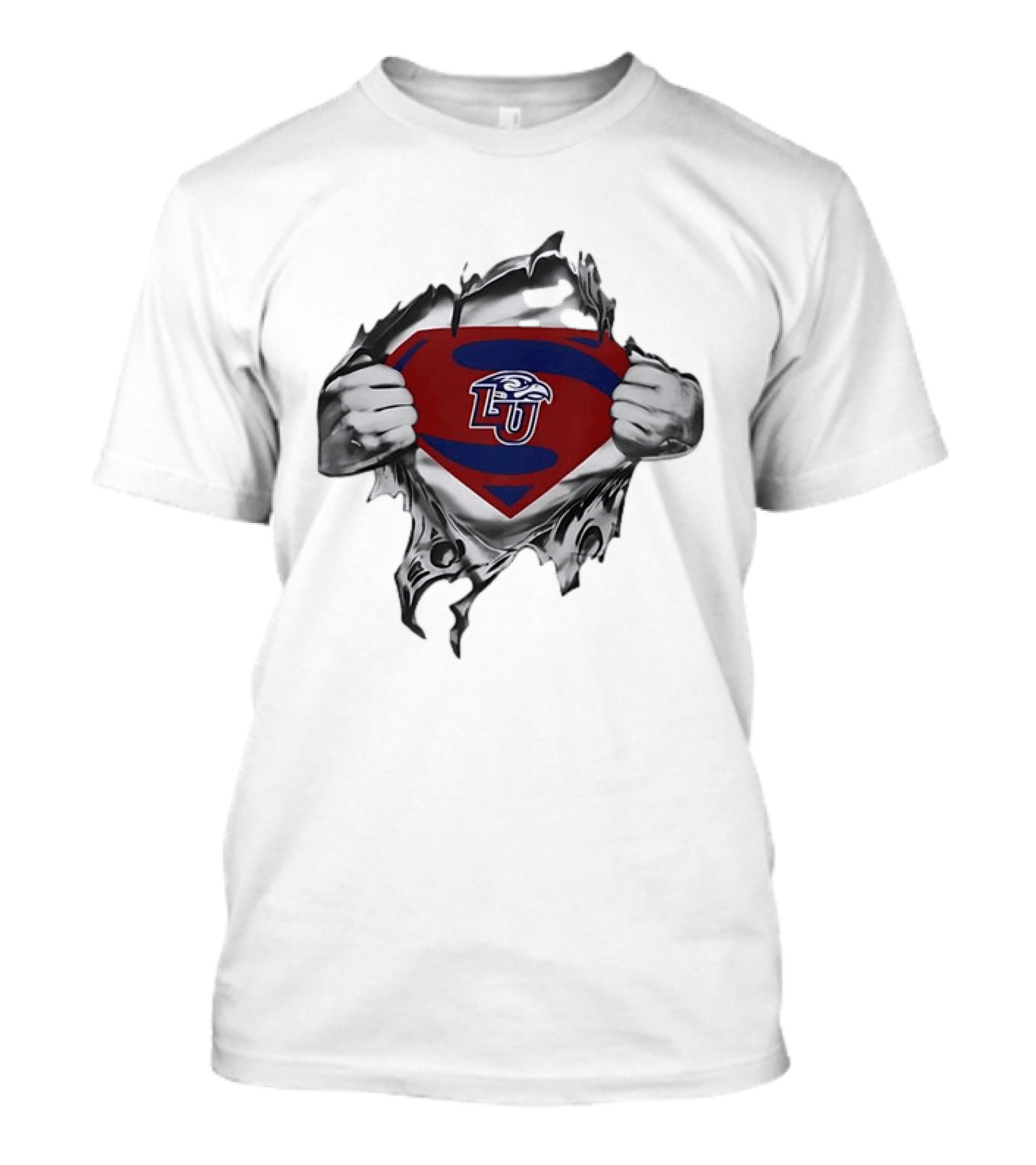 Liberty University Flames LU Superman Chest Reveal T-Shirt