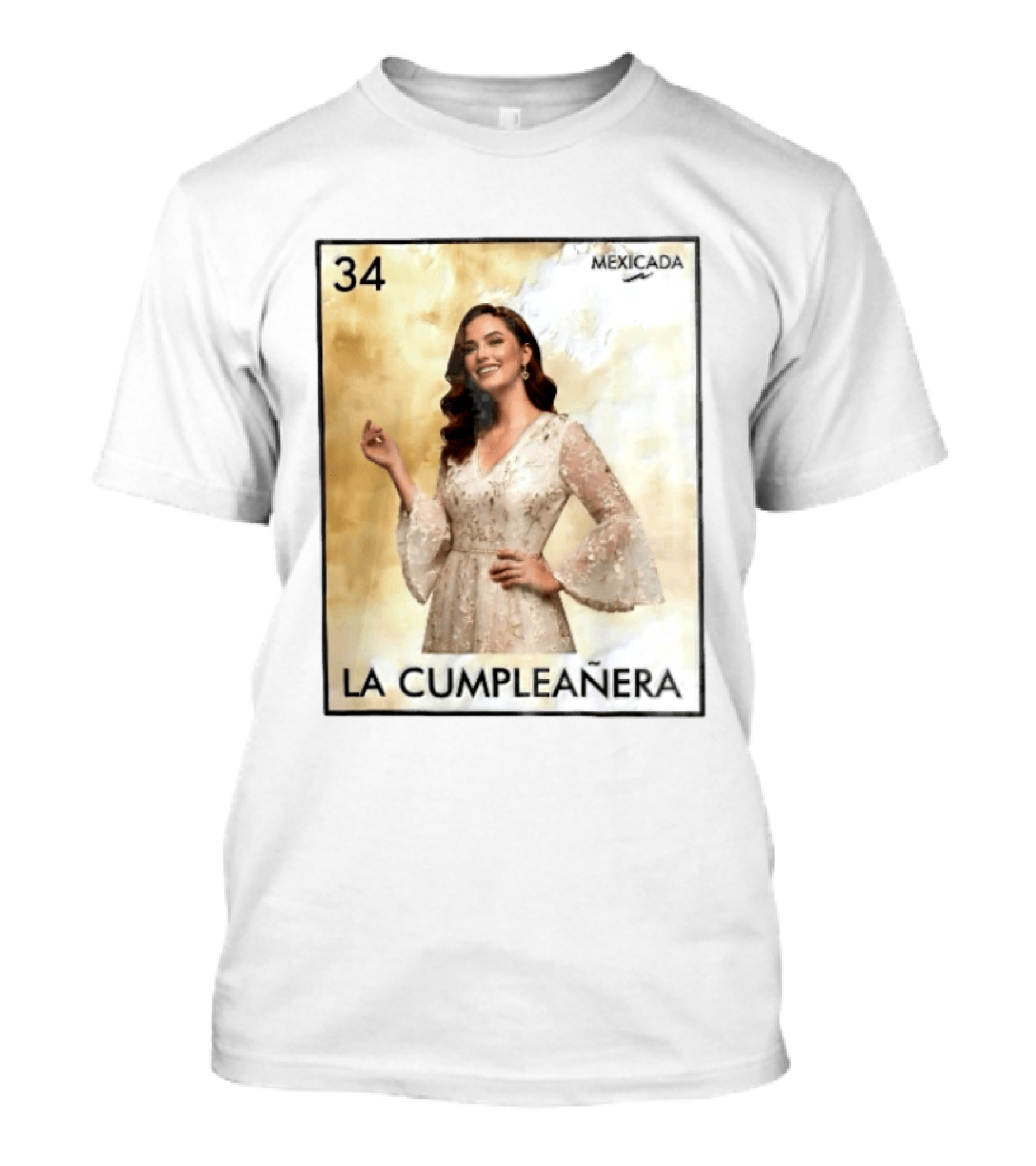 Mexicada 34 La Cumpleañera Loteria Card Woman White Dress T-Shirt