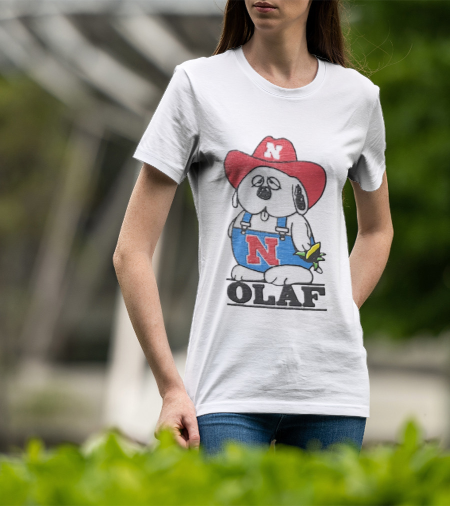 Olaf Nebraska Cornhuskers N Logo Cowboy Hat Cartoon T-Shirt