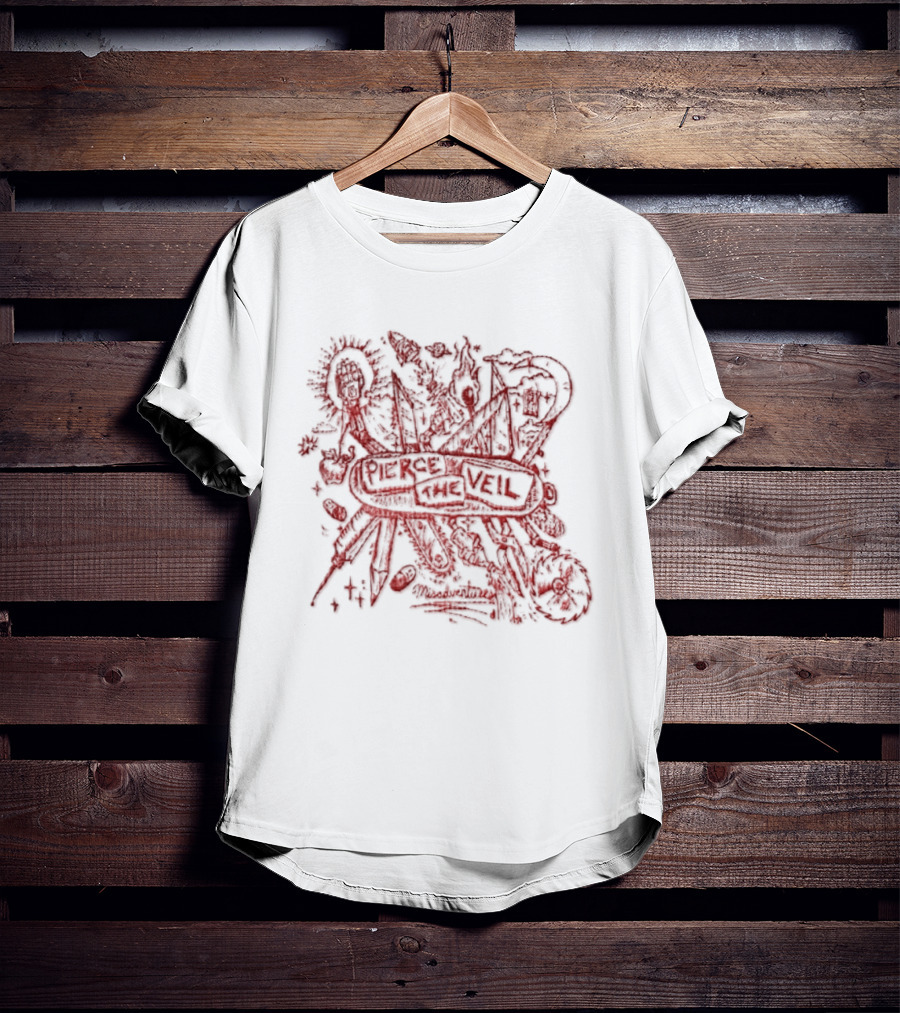 Pierce The Veil Misadventures Band Album Cover Art Red Scribble T-Shirt