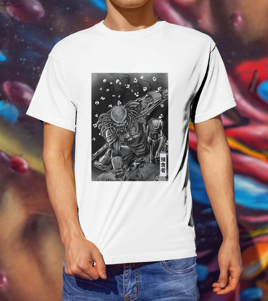 Predator Japanese Kanji Ink Sci Fi Alien Manga T-Shirt
