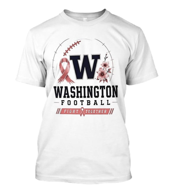 Washington Football Fight Together Breast Cancer Awareness Ribbon And Flowers T-Shirt