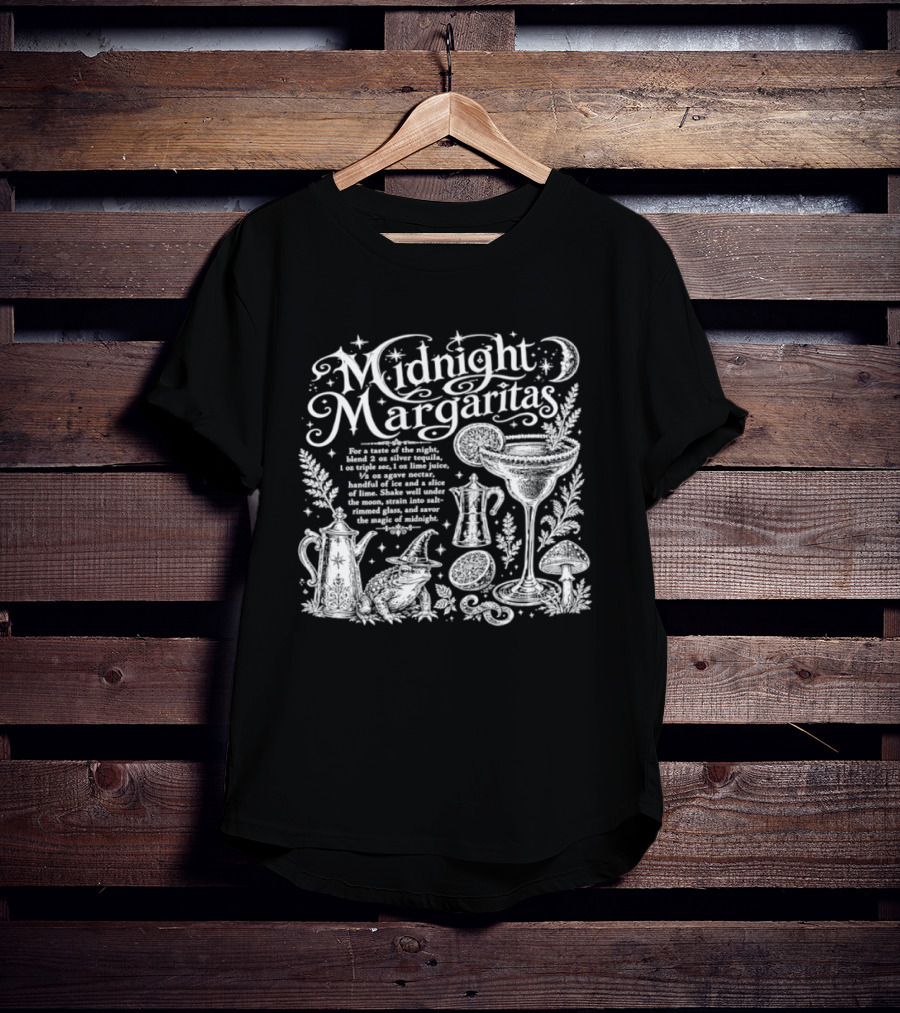 Midnight Margaritas Recipe With Witchy Cocktail Elements And Moon Stars T-Shirt