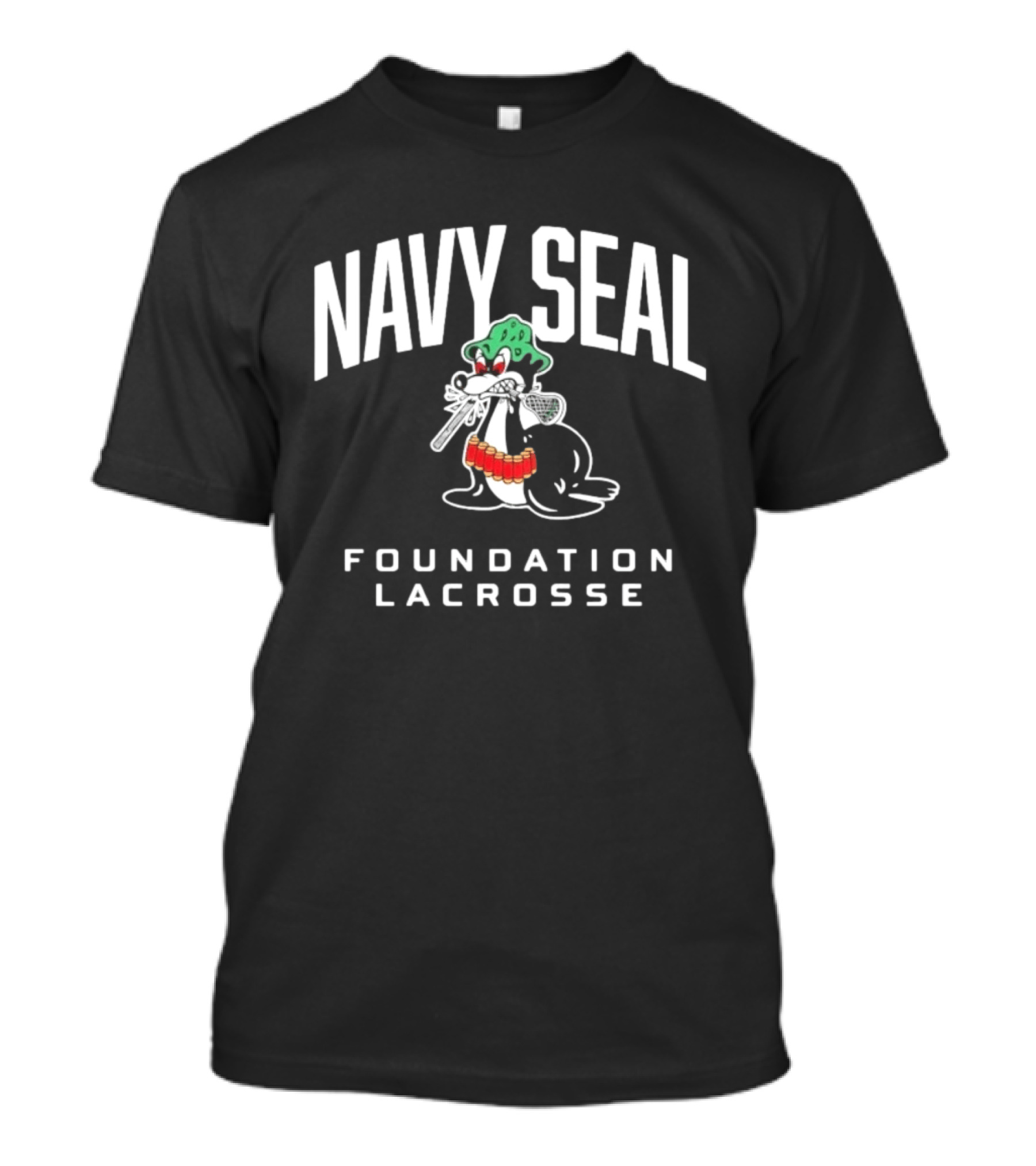 Navy SEAL Foundation Lacrosse Angry Seal With Helmet And Lacrosse Sticks T-Shirt