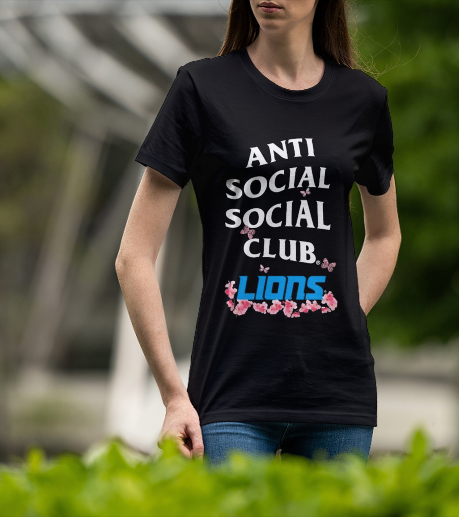 Anti Social Social Club Detroit Lions Floral Butterfly T-Shirt