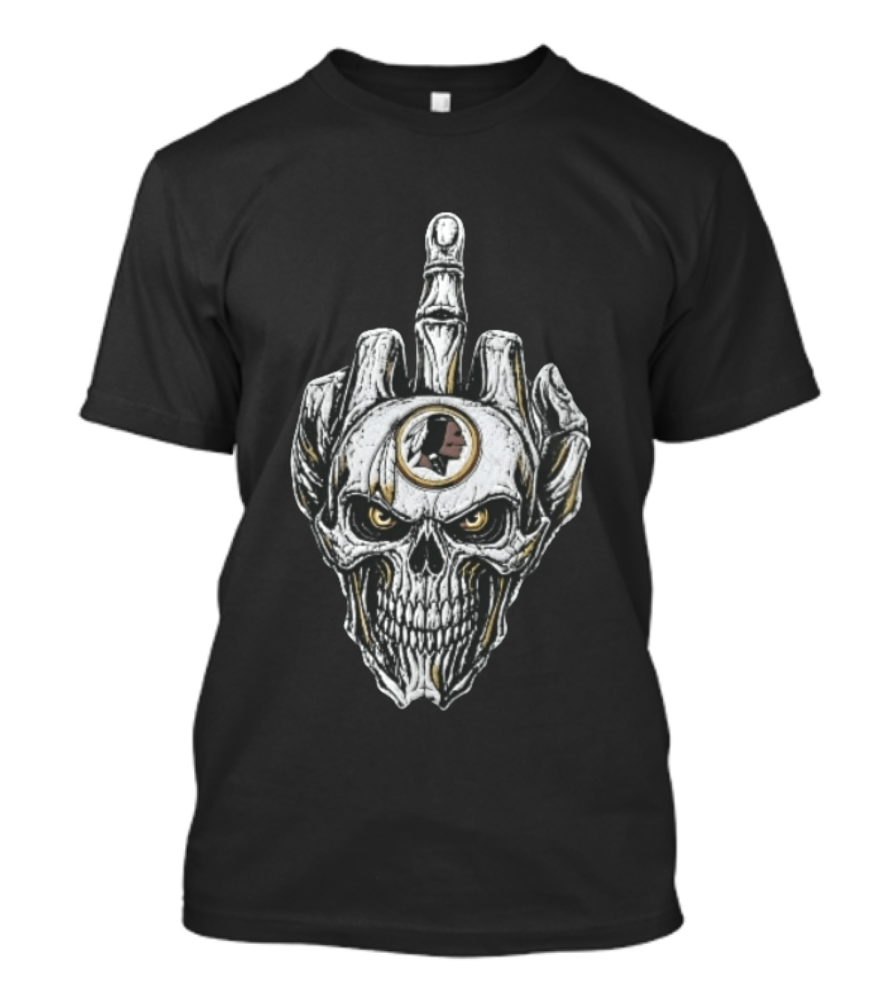 Washington Redskins Skull With Middle Finger Skeleton Hand T-Shirt