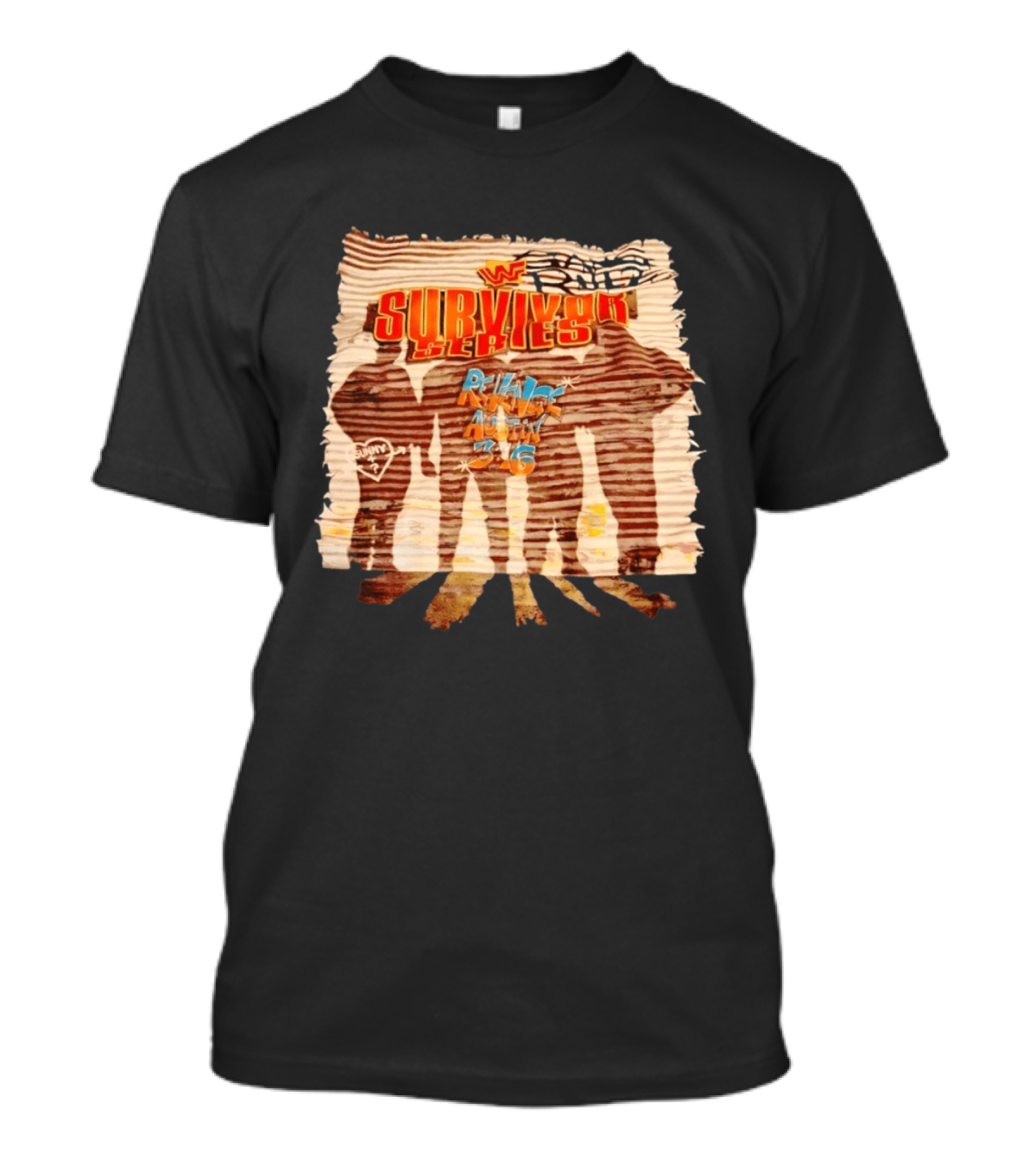 WWF Survivor Series Revenge Austin 3 16 Silhouette Vintage WWE 90s T-Shirt