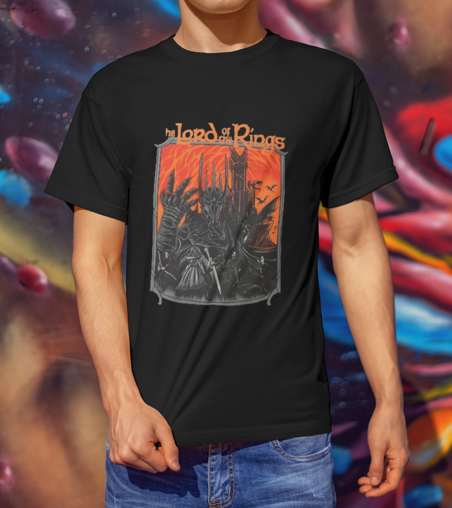 The Lord Of The Rings Sauron Aragorn Legolas Gandalf Gimli Fellowship Movie T-Shirt