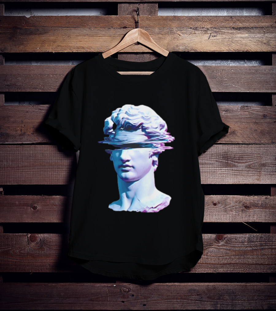 You Are Not Forgotten Classical Statue Bust Glitch Wave Distortion David Vaporwave Aesthetic T-Shirt