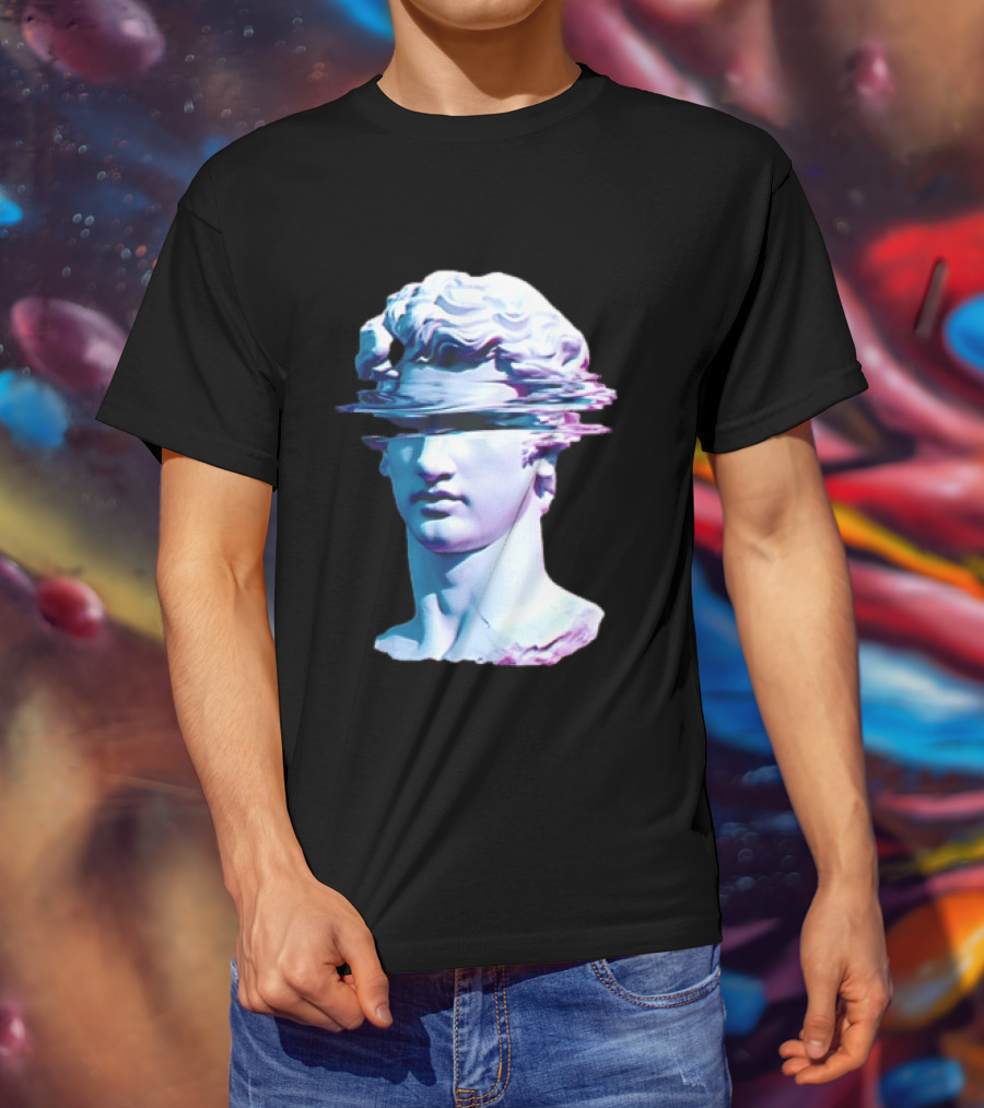 You Are Not Forgotten Classical Statue Bust Glitch Wave Distortion David Vaporwave Aesthetic T-Shirt