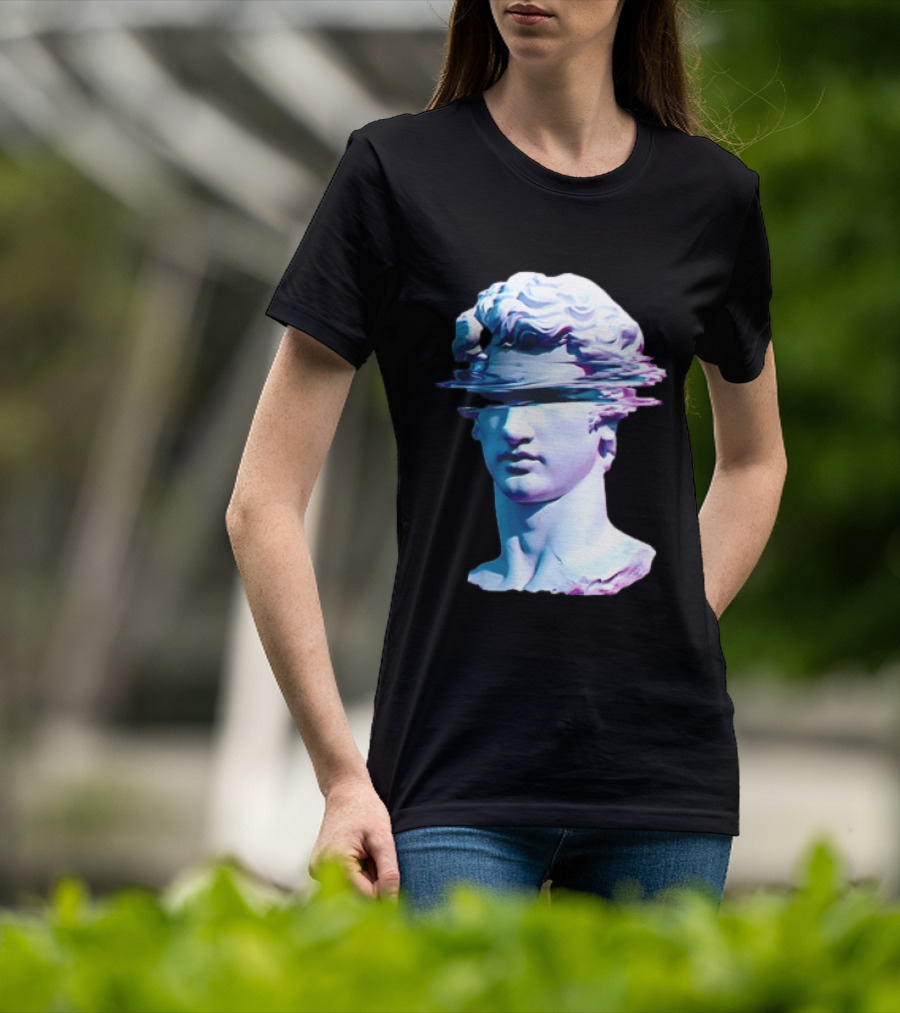 You Are Not Forgotten Classical Statue Bust Glitch Wave Distortion David Vaporwave Aesthetic T-Shirt