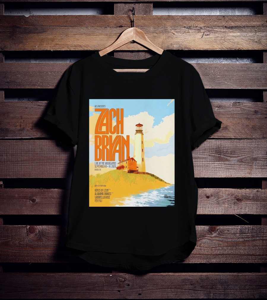 Zach Bryan Live At The Woodlands September 18 19 2026 Dover DE Kings Of Leon Alabama Shakes Gabriella Rose Feyi Fuli Concert T-Shirt