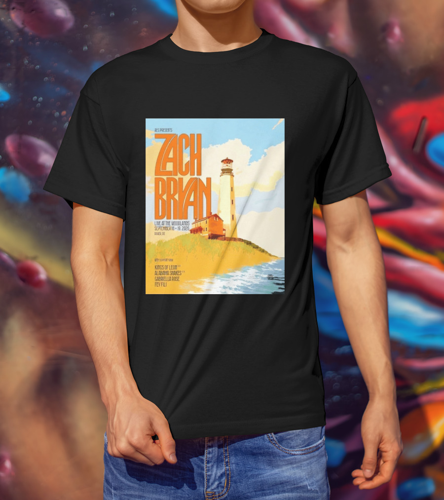 Zach Bryan Live At The Woodlands September 18 19 2026 Dover DE Kings Of Leon Alabama Shakes Gabriella Rose Feyi Fuli Concert T-Shirt