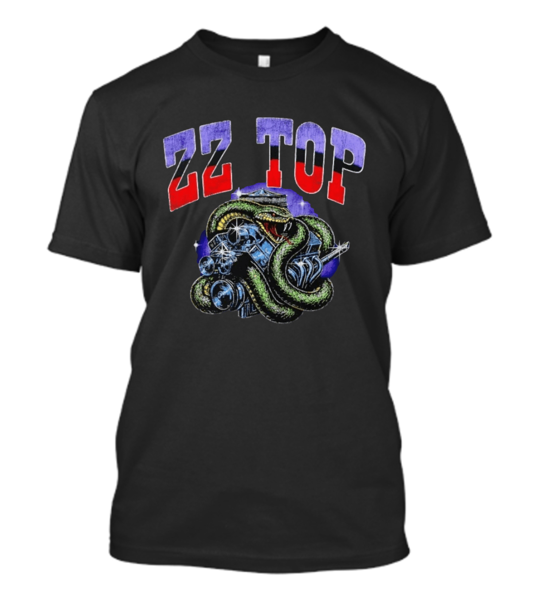 ZZ Top Snake And Engine Classic Rock Band T-Shirt