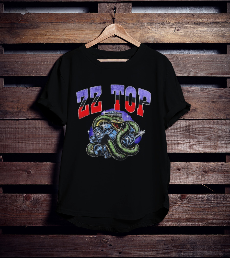 ZZ Top Snake And Engine Classic Rock Band T-Shirt