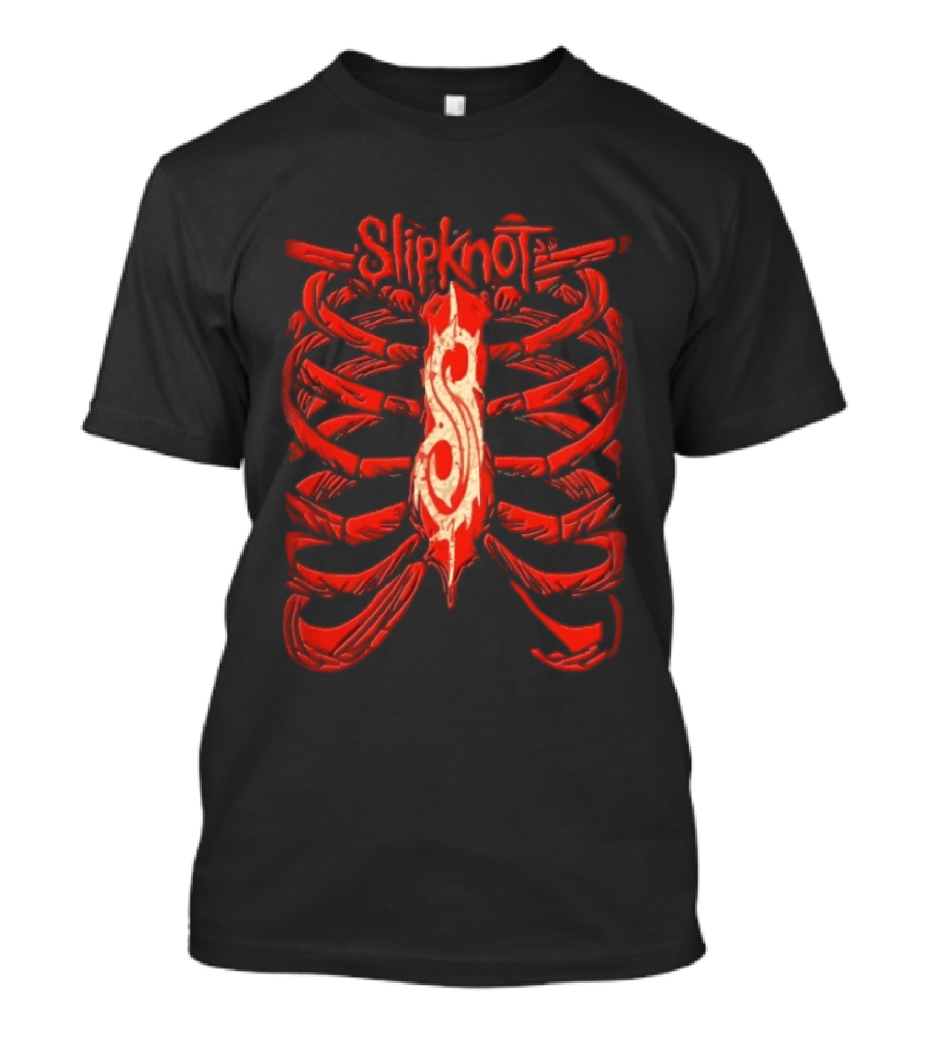 Slipknot Red Skeletal Ribcage Bones Tribal S Sternum Line T-Shirt