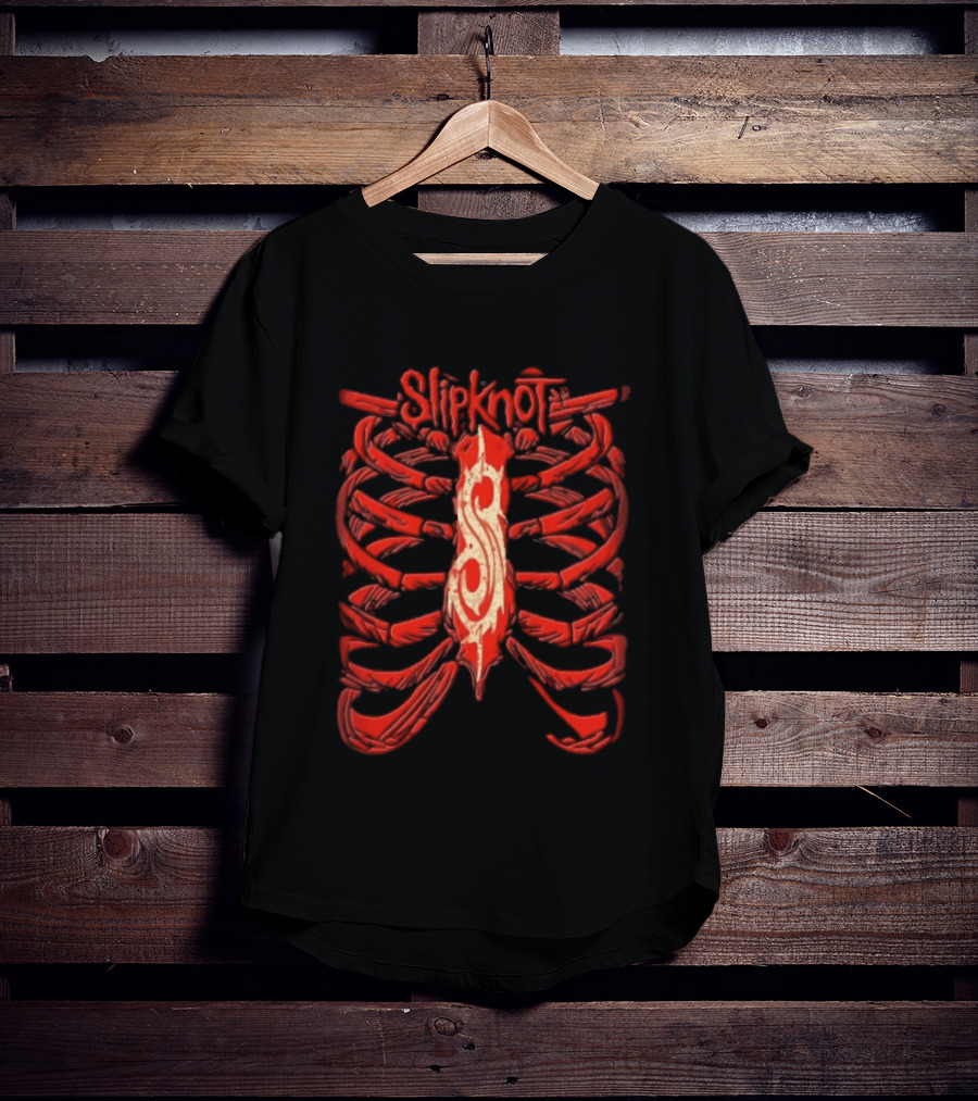 Slipknot Red Skeletal Ribcage Bones Tribal S Sternum Line T-Shirt
