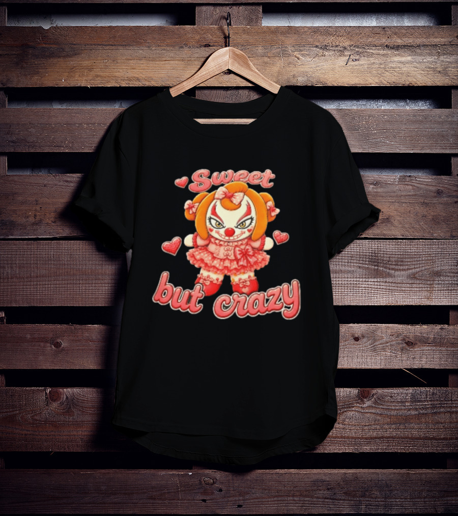 Sweet But Crazy Evil Harlequin Clown Doll Hearts T-Shirt