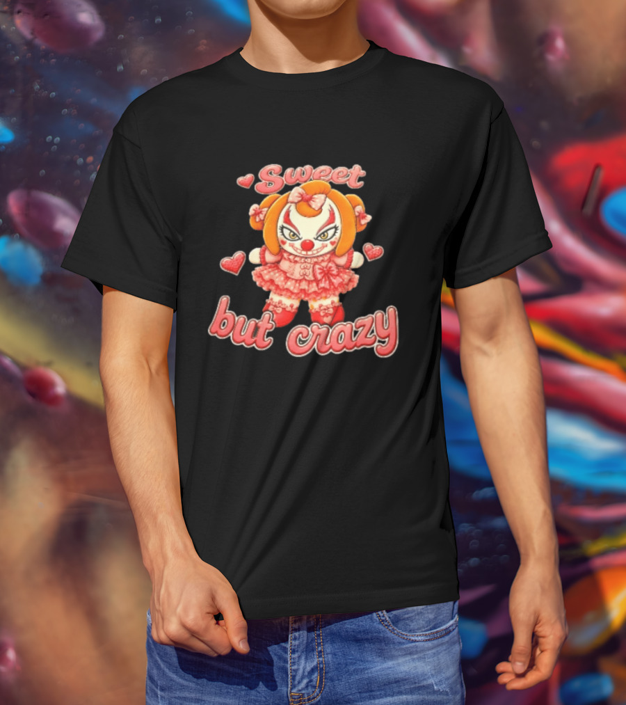 Sweet But Crazy Evil Harlequin Clown Doll Hearts T-Shirt