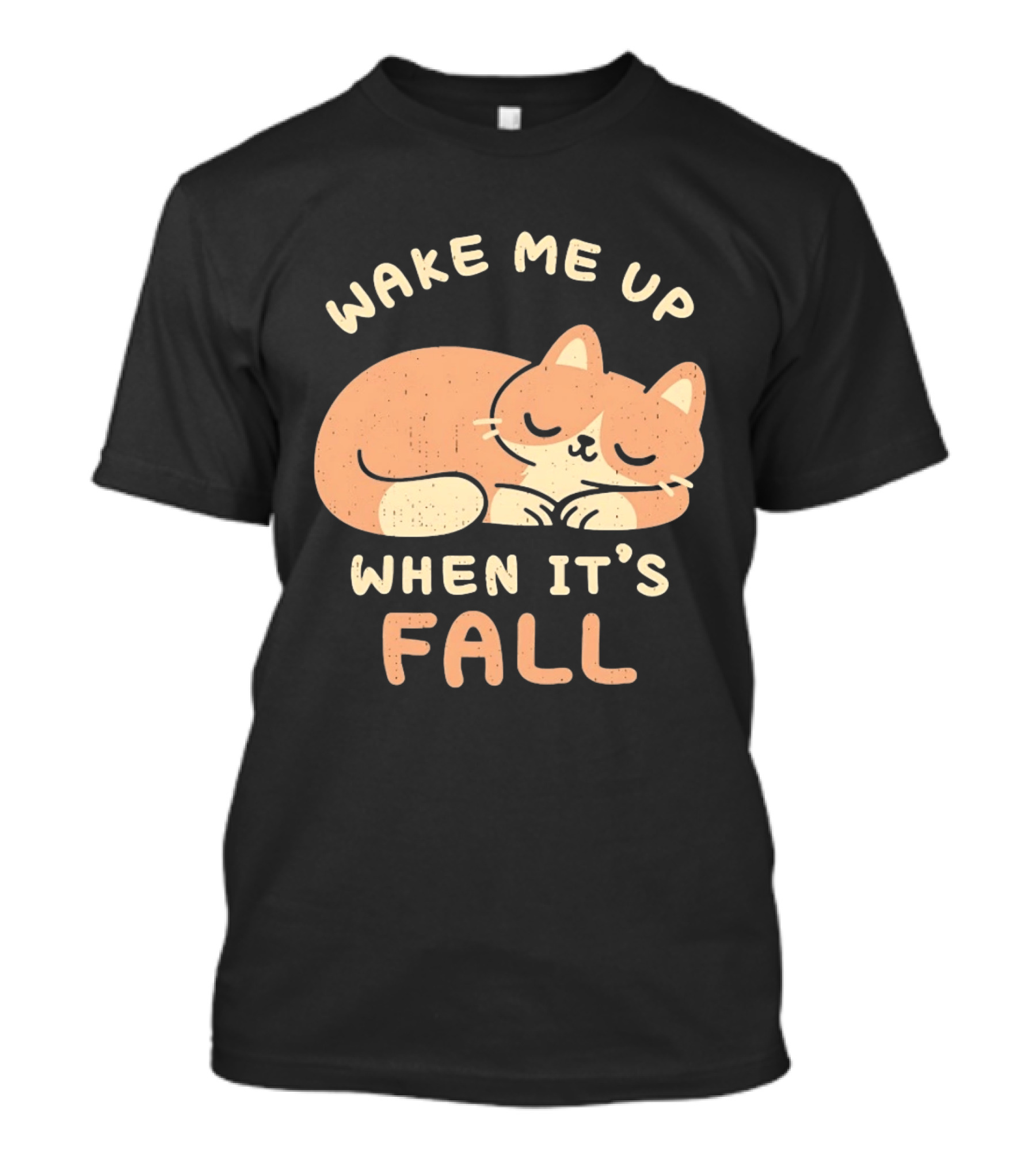 Wake Me Up When It's Fall Sleeping Cat Autumn T-Shirt