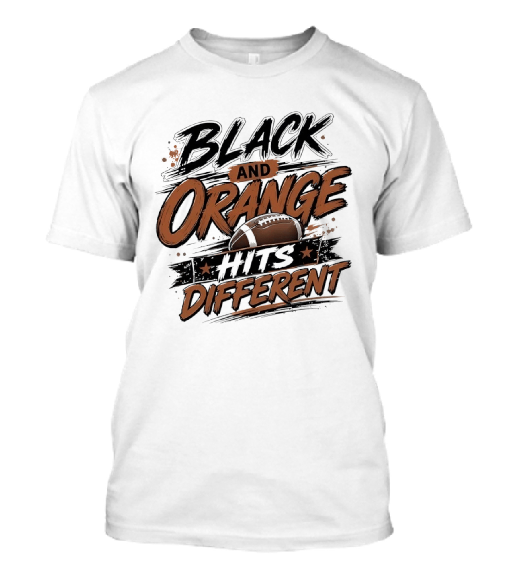 Black And Orange Hits Different Football T-Shirt