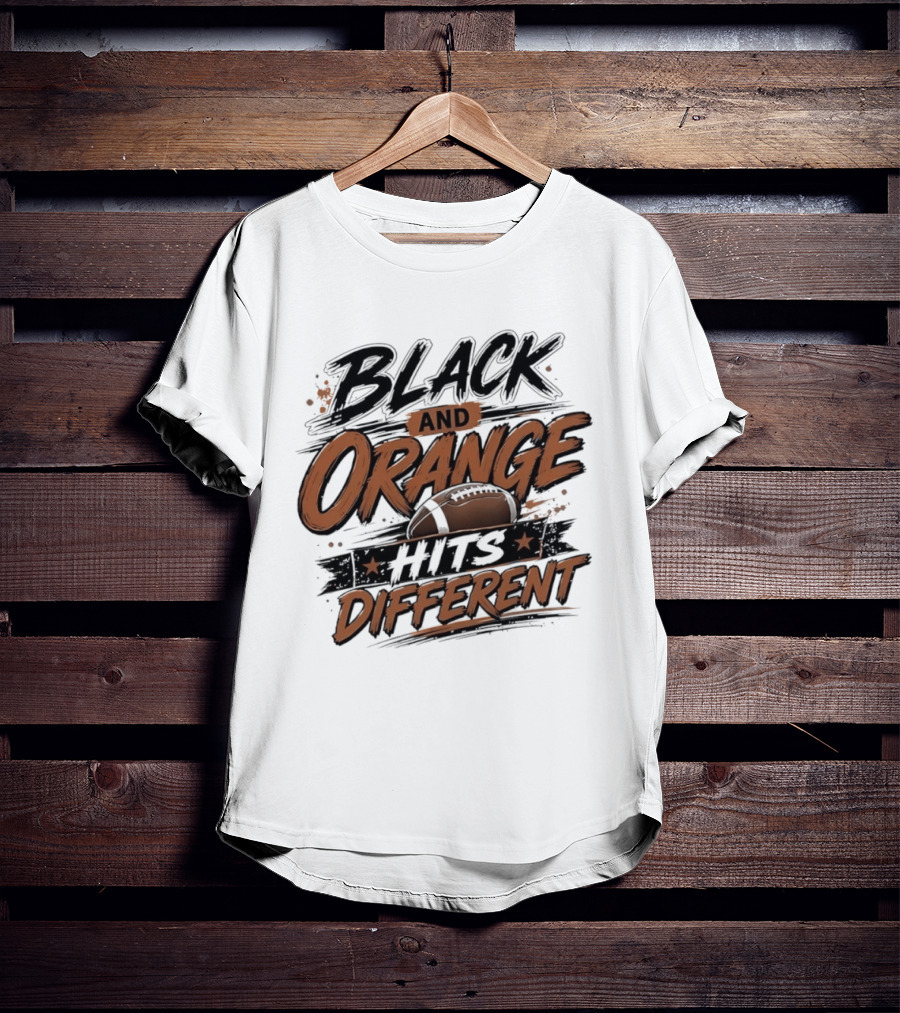 Black And Orange Hits Different Football T-Shirt