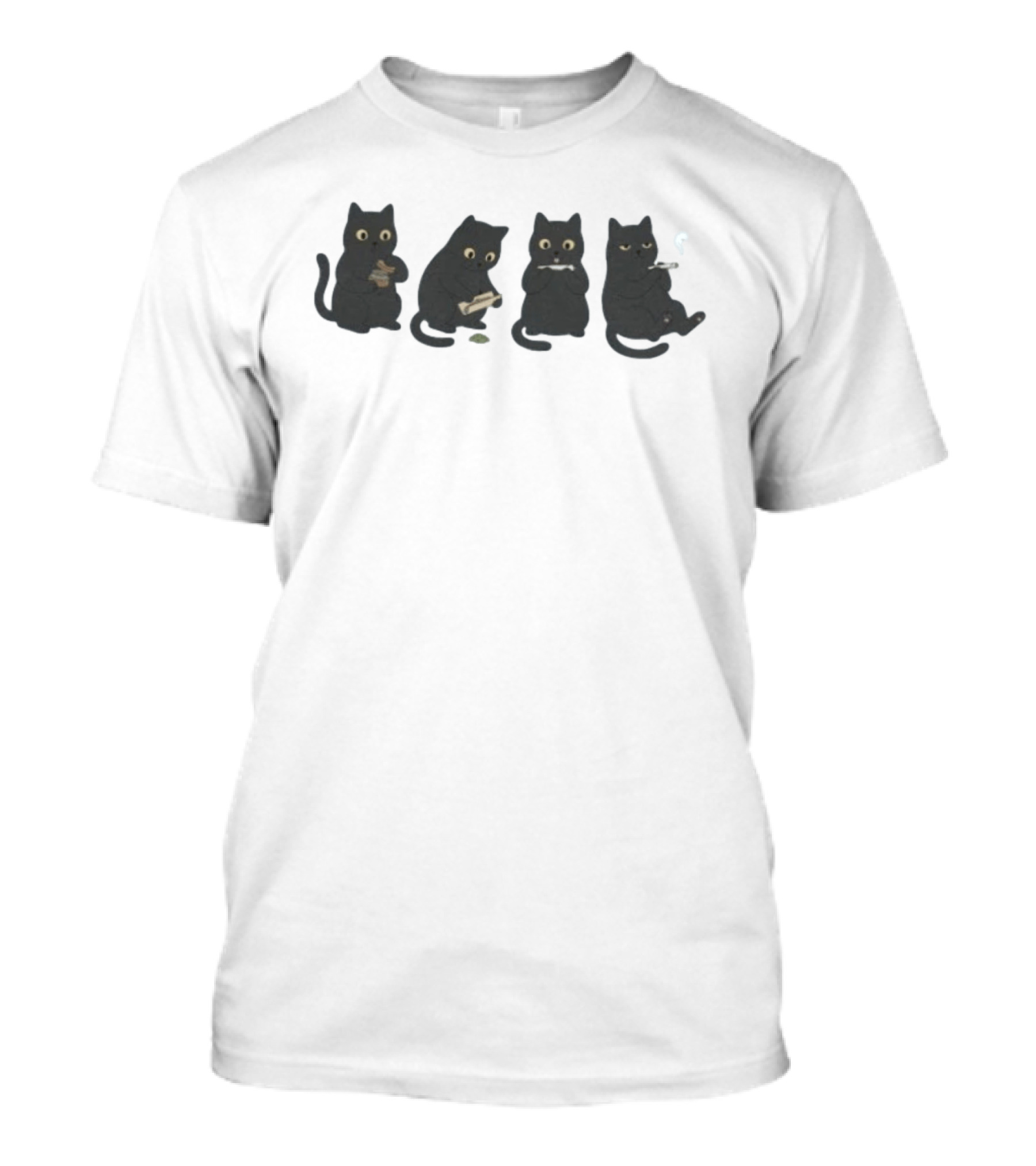 Black Cat Rolling And Smoking A Joint Sequence T-Shirt