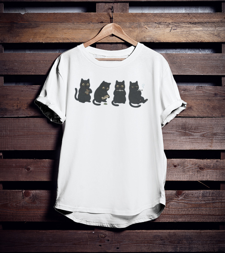 Black Cat Rolling And Smoking A Joint Sequence T-Shirt