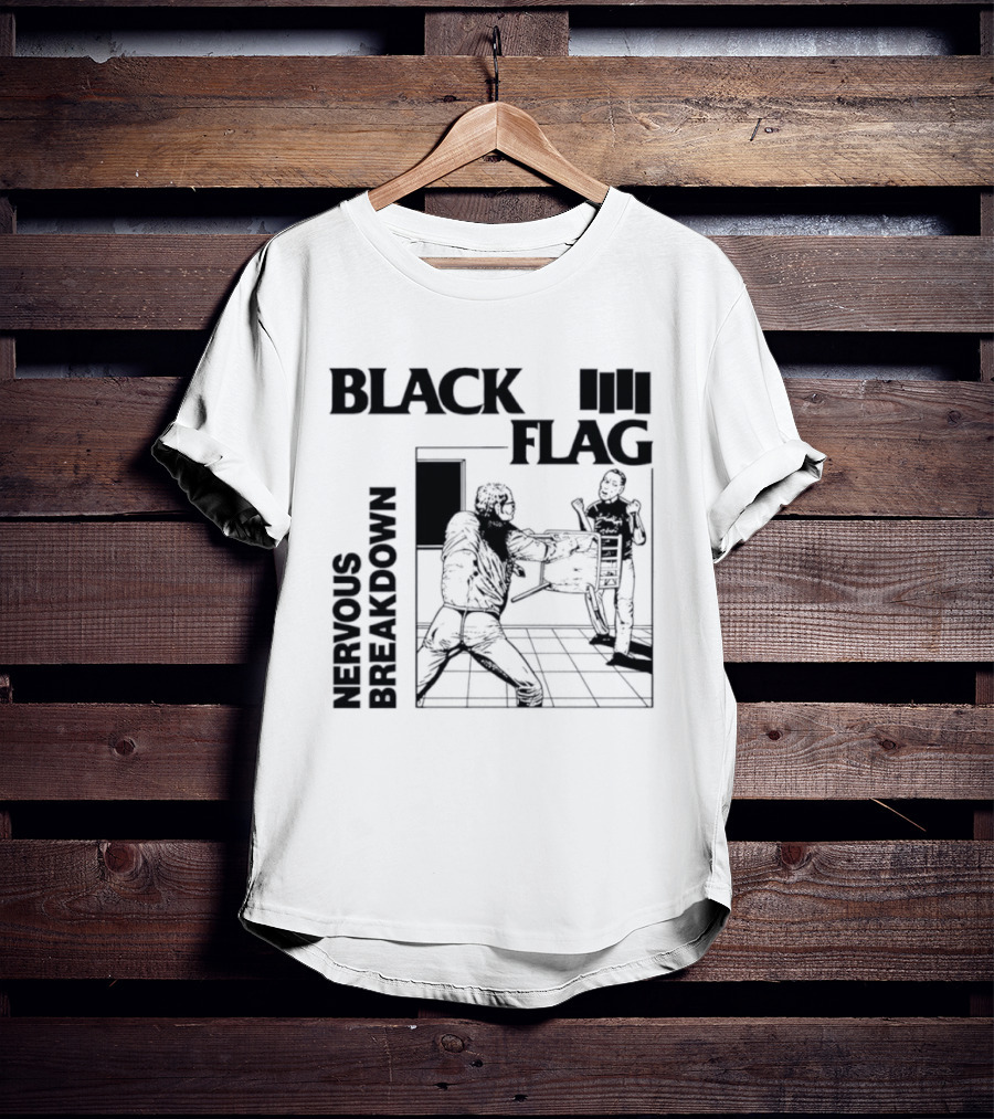 Black Flag Nervous Breakdown Punk Rock Band Iconic Album Cover T-Shirt