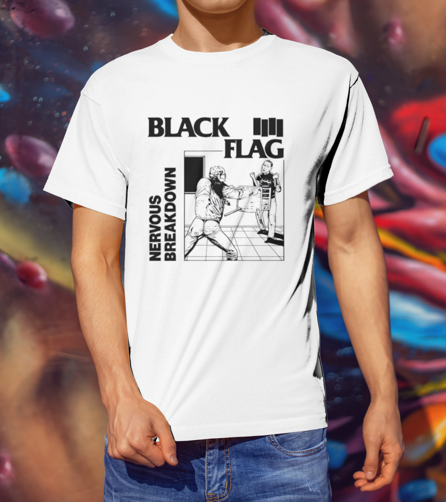 Black Flag Nervous Breakdown Punk Rock Band Iconic Album Cover T-Shirt
