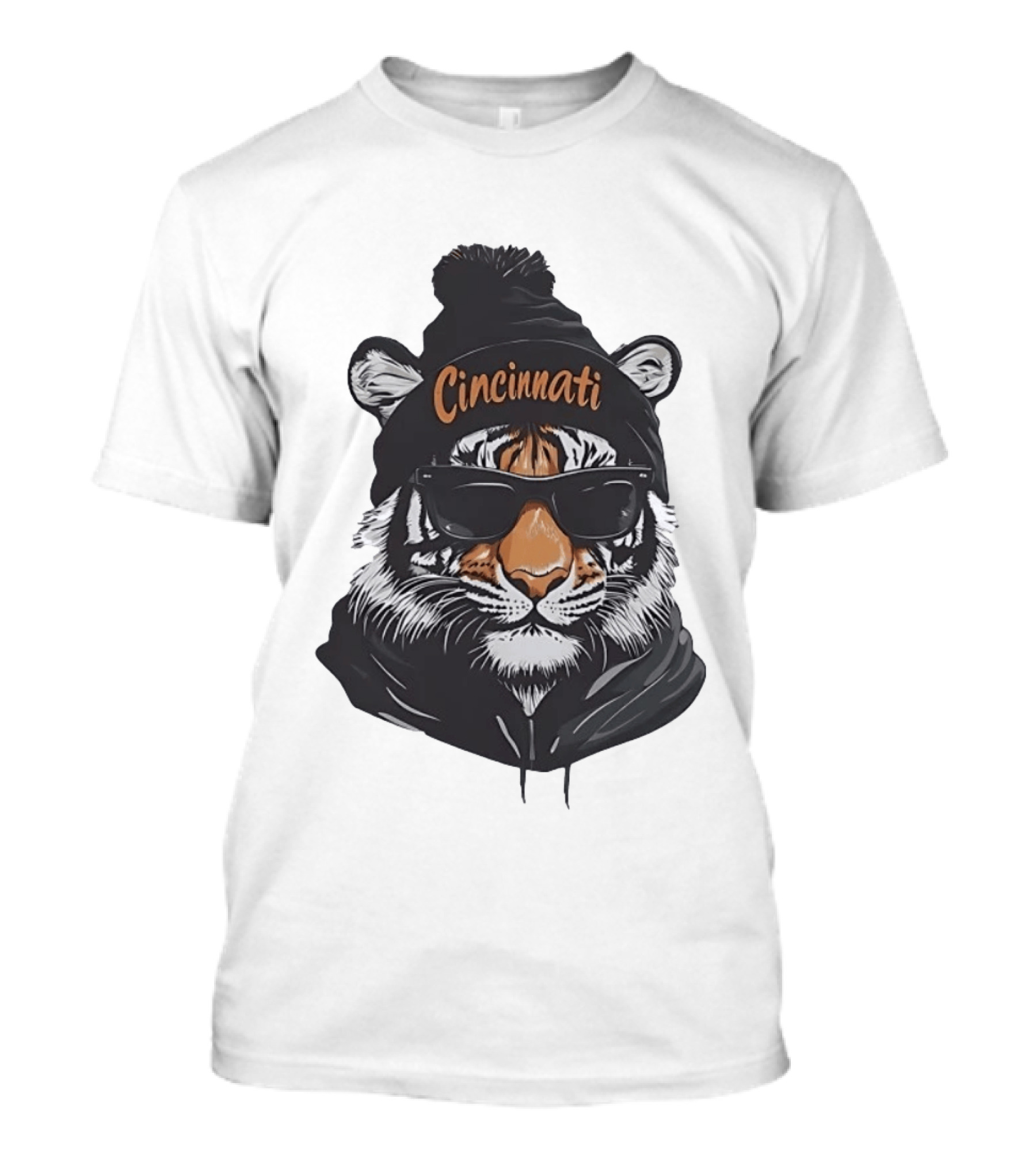 Cincinnati Tiger Beanie With Sunglasses T-Shirt
