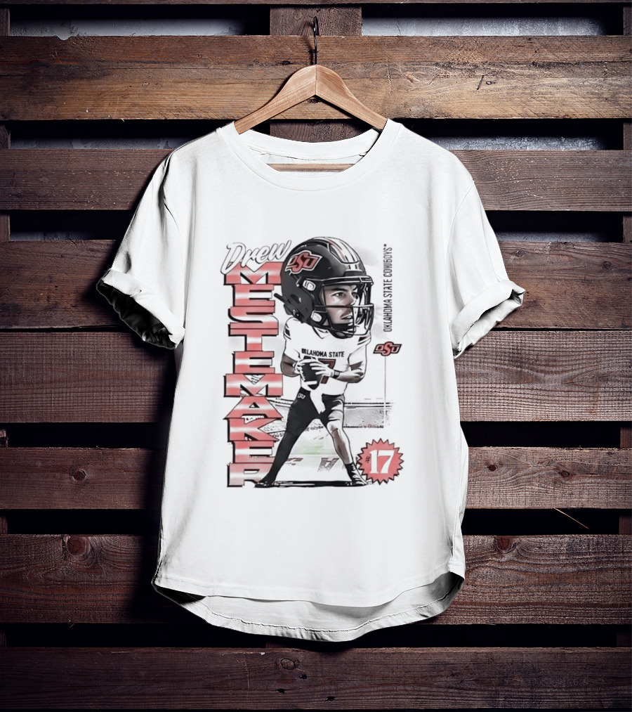 Drew Mestemaker 17 Oklahoma State Cowboys OSU Football T-Shirt