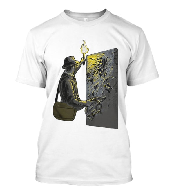 Indiana Jones Exploring Han Solo Frozen In Carbonite Mashup T-Shirt