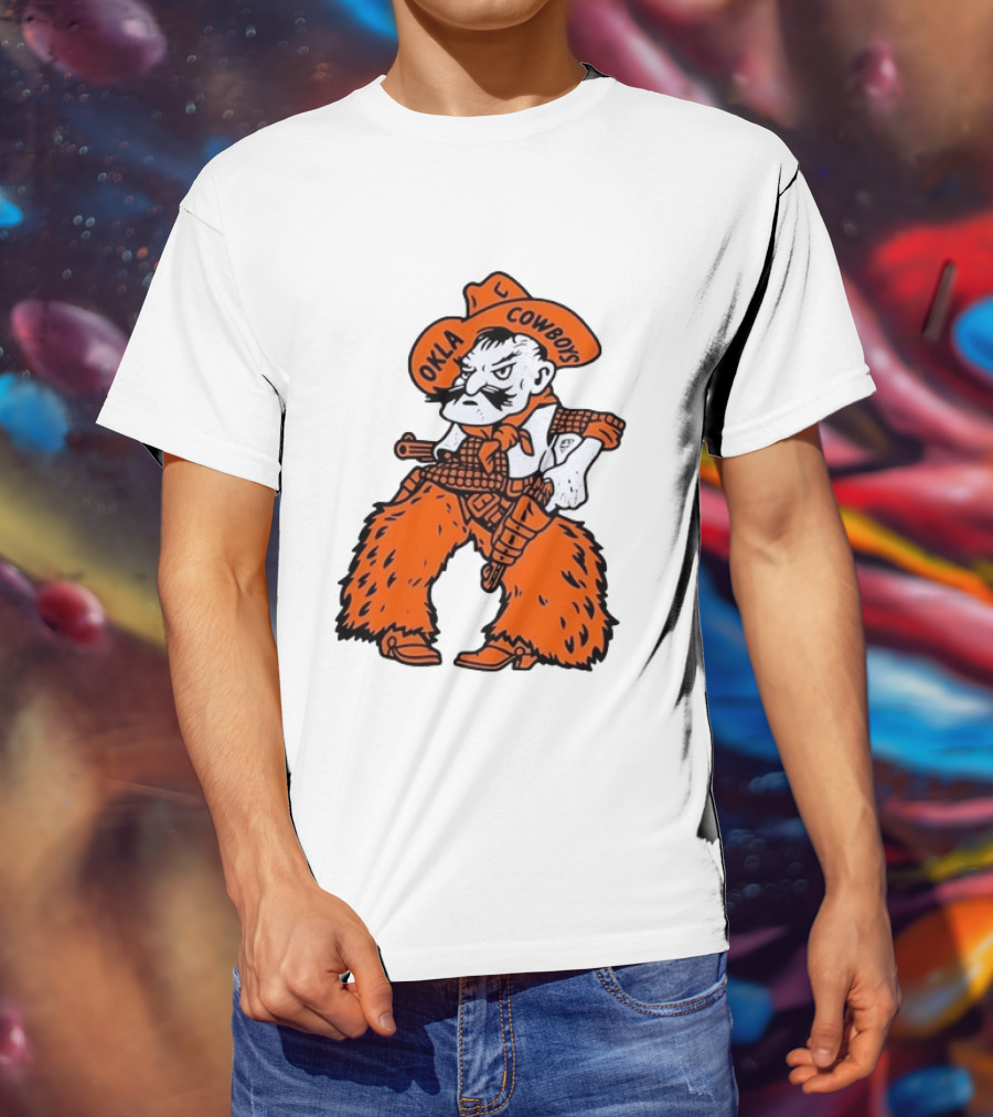 Oklahoma Cowboys Pistol Pete Orange Cowboy T-Shirt